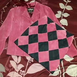 Suede leather  suit (jacket  & skirt )